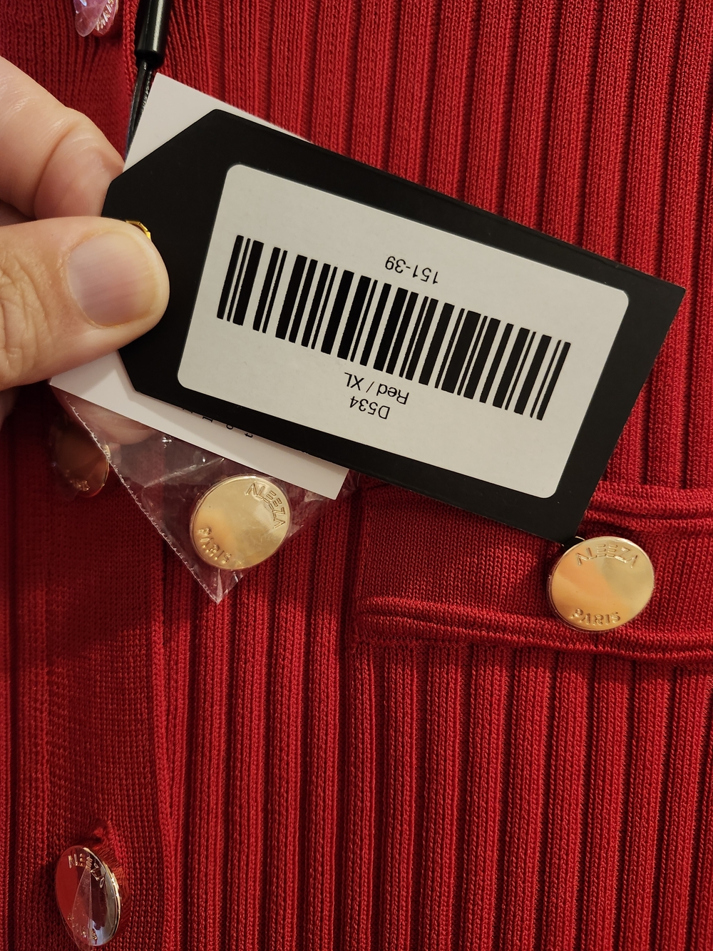 Aleeza Paris Red Ribbed Knit Gold Button Maxi Dress XL NWT - Picture 5 of 6